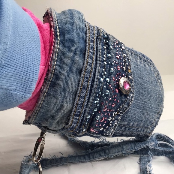 Concealed Carry Jean 5 Pocket Purse Lined Bling Snaps closure on side open top - Picture 8 of 8
